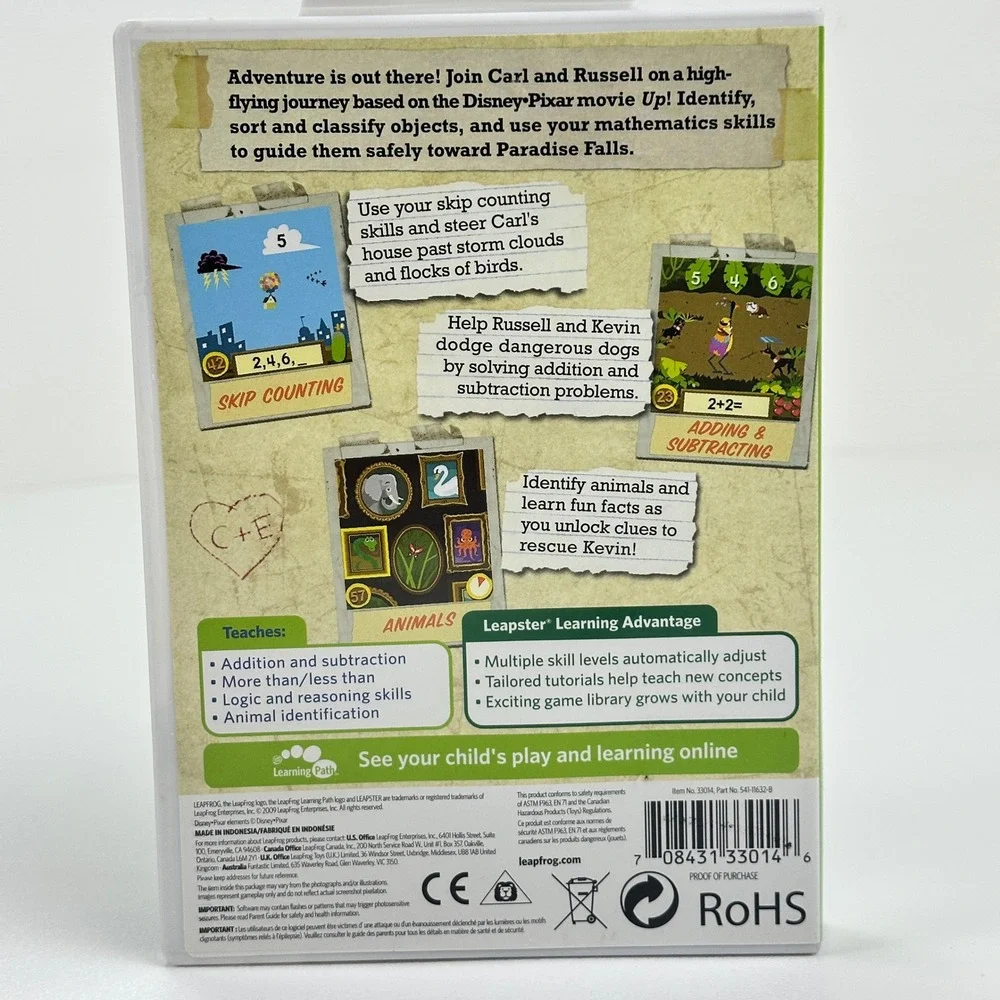LeapFrog Leapster Learning Game Disney Pixar Up Math Logic K-2nd Grade 5-8 Years